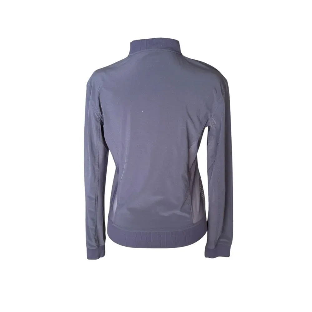 Lululemon Noir Jacket Full Zip Mock Neck Sheer Side Panels Cadet Blue Womens 4